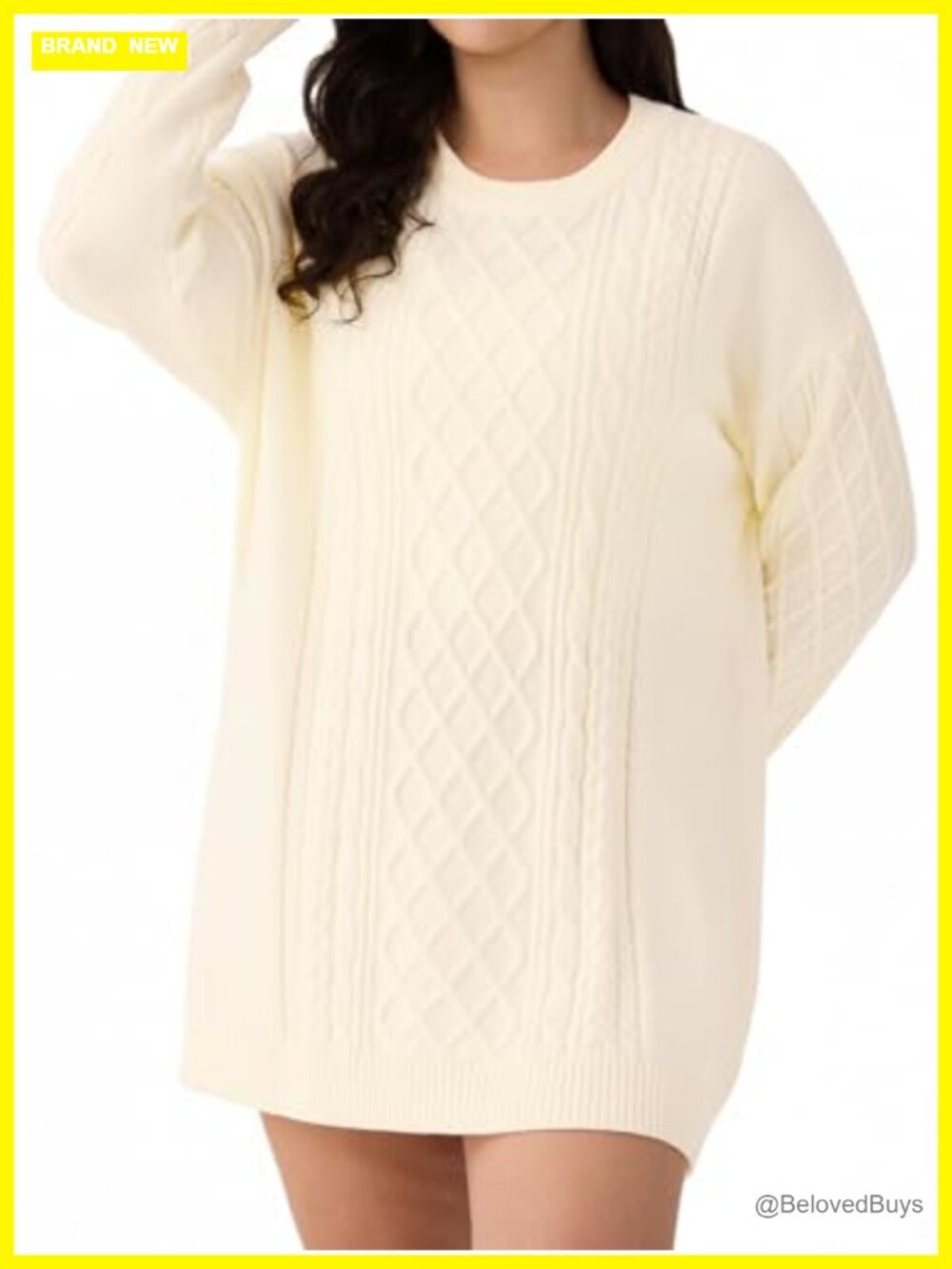Plus Size Cable Knit Mini Sweater Dress Long Sleeve Oversized Tunic